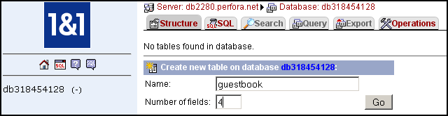 Create Database Table